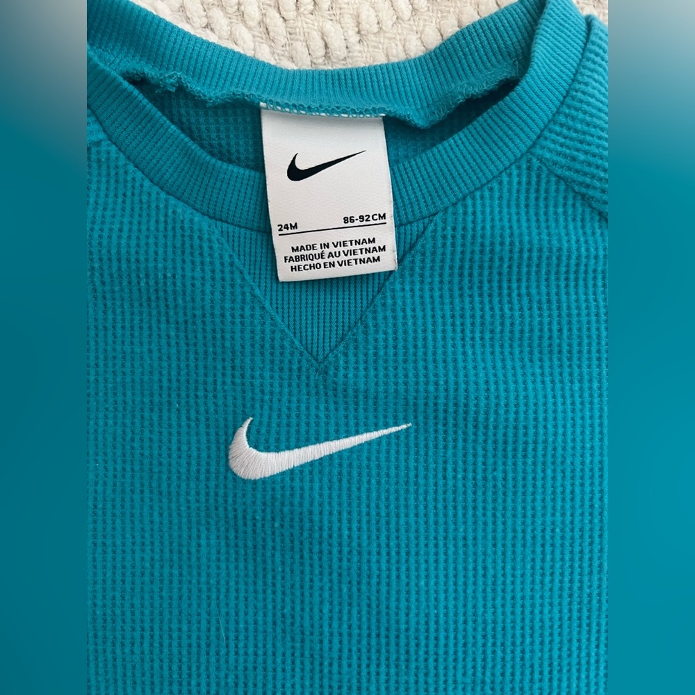 Nike Kids Teal Ribbed One-Piece Bodysuit - Picture 2 of 5